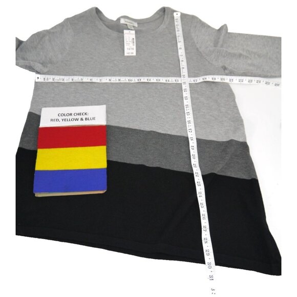 DRESSBARN black & gray lightweight asymmetrical sweater Women's size 14/16 NEW - Picture 2 of 4